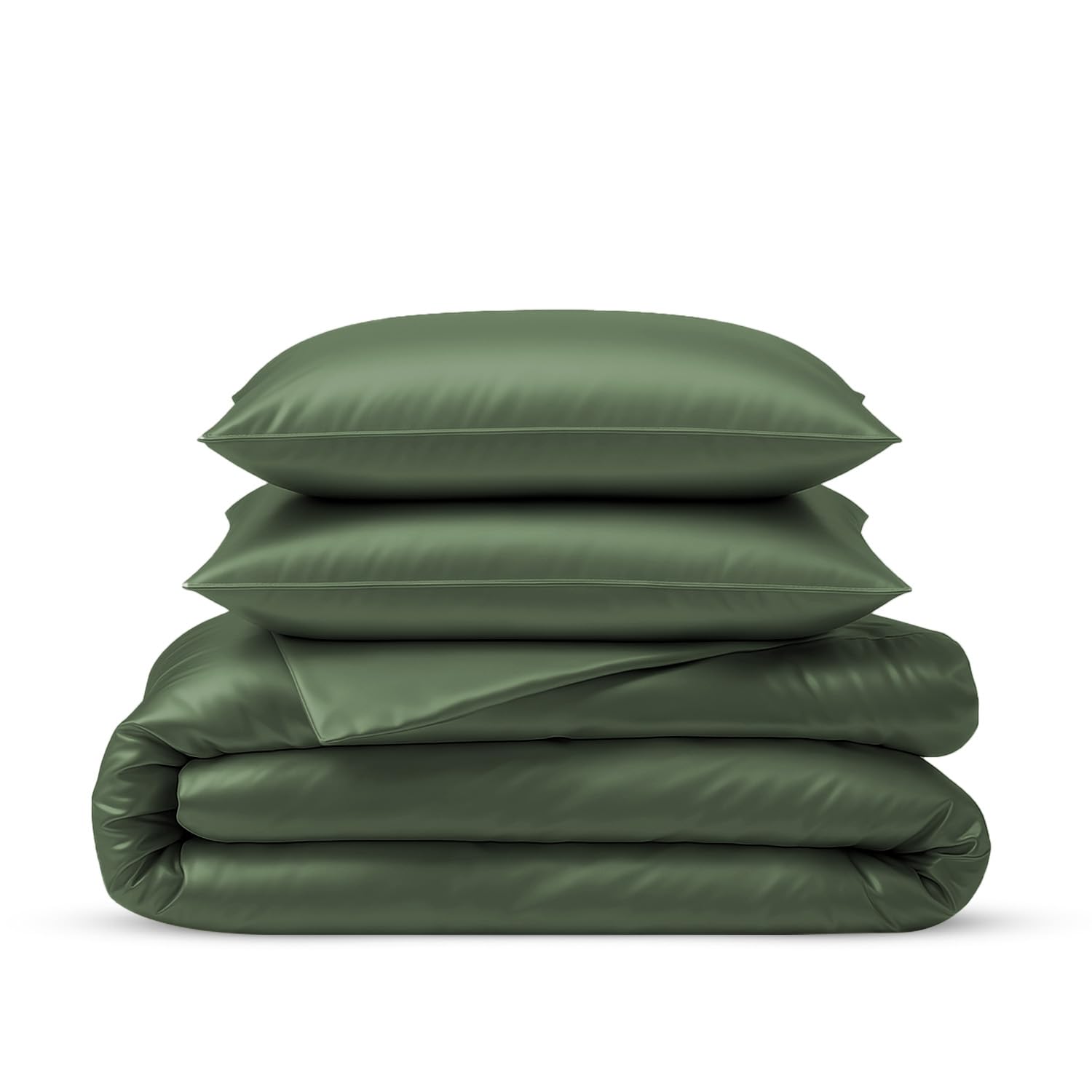 LINENWALAS 100% Natural Bamboo 3-Piece Duvet Cover Set with Zipper and Corner Ties- Softest Cool Bedding Perfect for Skincare (Emperor, Avocado Green) โ image 1