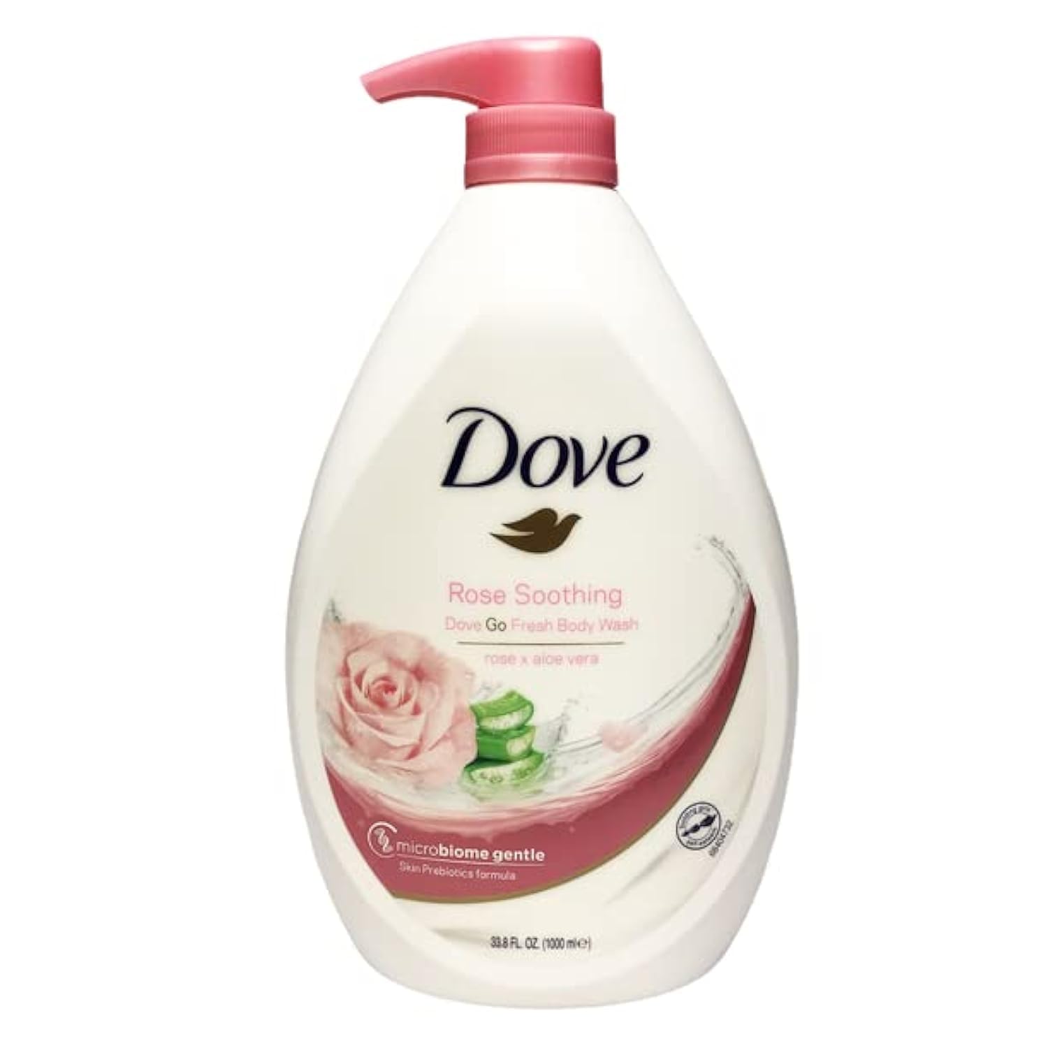 Dove Rebalancing Go Fresh Body Wash, Rose Soothing Scent, aloe vera Microbiome Gentle, 33.8 Ounce Pump Bottle