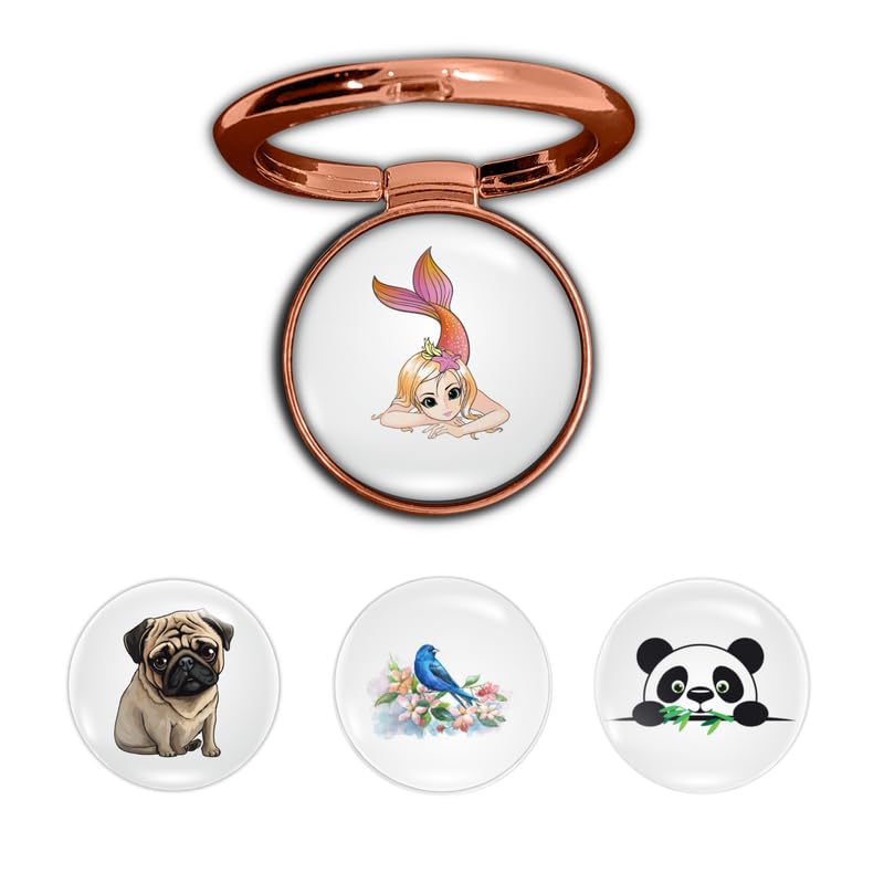 Image of 4-in-1 Metallic Mobile Back Ring Holder | Strong Grip for Phone & Back Cover | 4 3D Logo Magnets | 360 Adjustable Stand