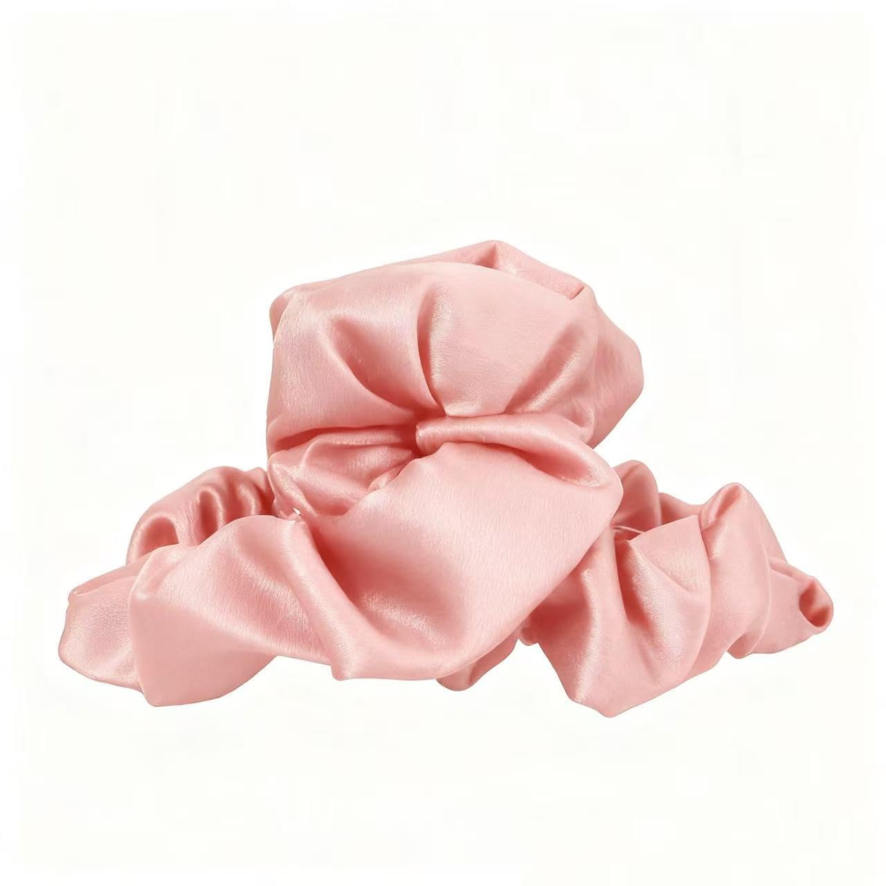 Large 5.12 Inch Crinkle Satin Hair Claw Clip, Non-Slip Grip for Thick Hair, Elegant Hair Clips for Women (Pink)