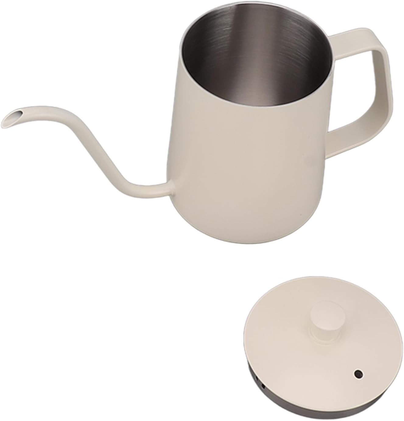 Yctze Small Pour Over Coffee Kettle, Professional Stainless Steel, 600ml, White, Electric Kettle with Drip Control System, Precise Spout Design, 304 Stainless Steel Construction