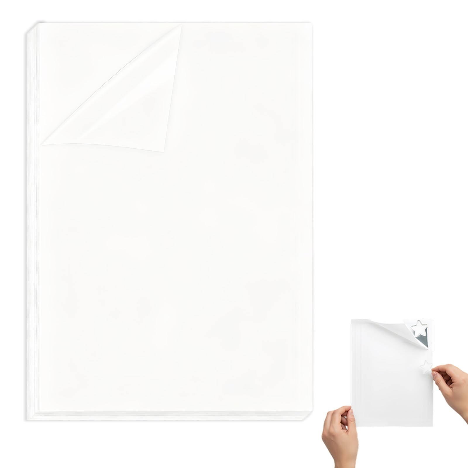 Carta Trasparente A4 Adesiva 95% Trasparente Impermeabile 216x279mm per Stampa Laser Inkjet