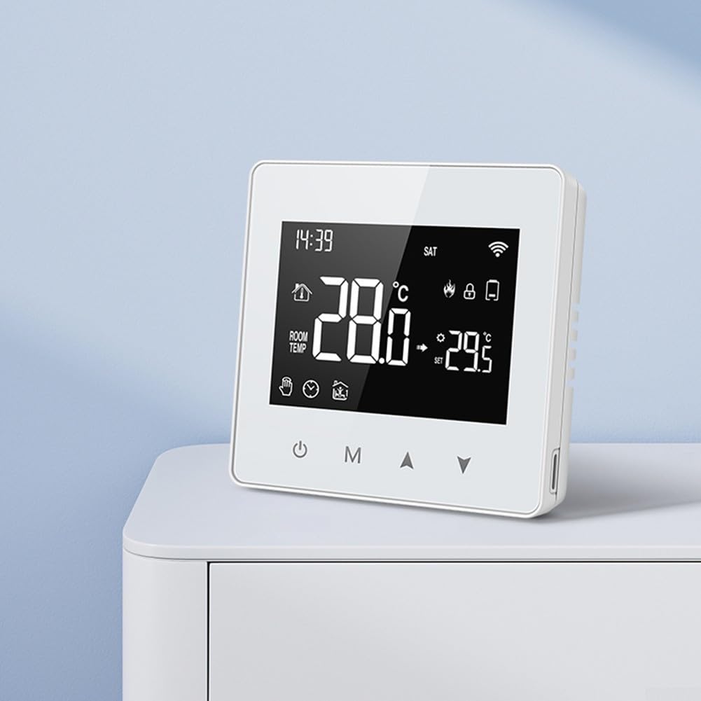 per Tuya Smart Home Wifi Termostato,- Termostato WiFi per caldaia a gas, Termostato Termostato Intelligente Programmabile controllo remoto tramite app Compatibile con Alexa e Home, controllo vocale