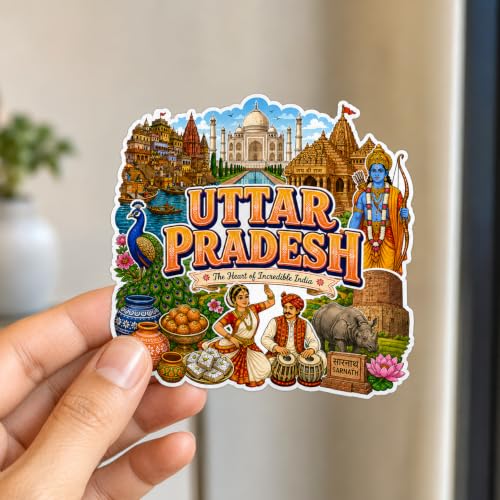 Image of Zesta Wooden Fridge Magnets Set | Refrigerator Decor Magnets for Kitchen | India Souvenir Fridge Magnet Collection | Wooden Magnet for Fridge Door Decoration (Uttar Pradesh)