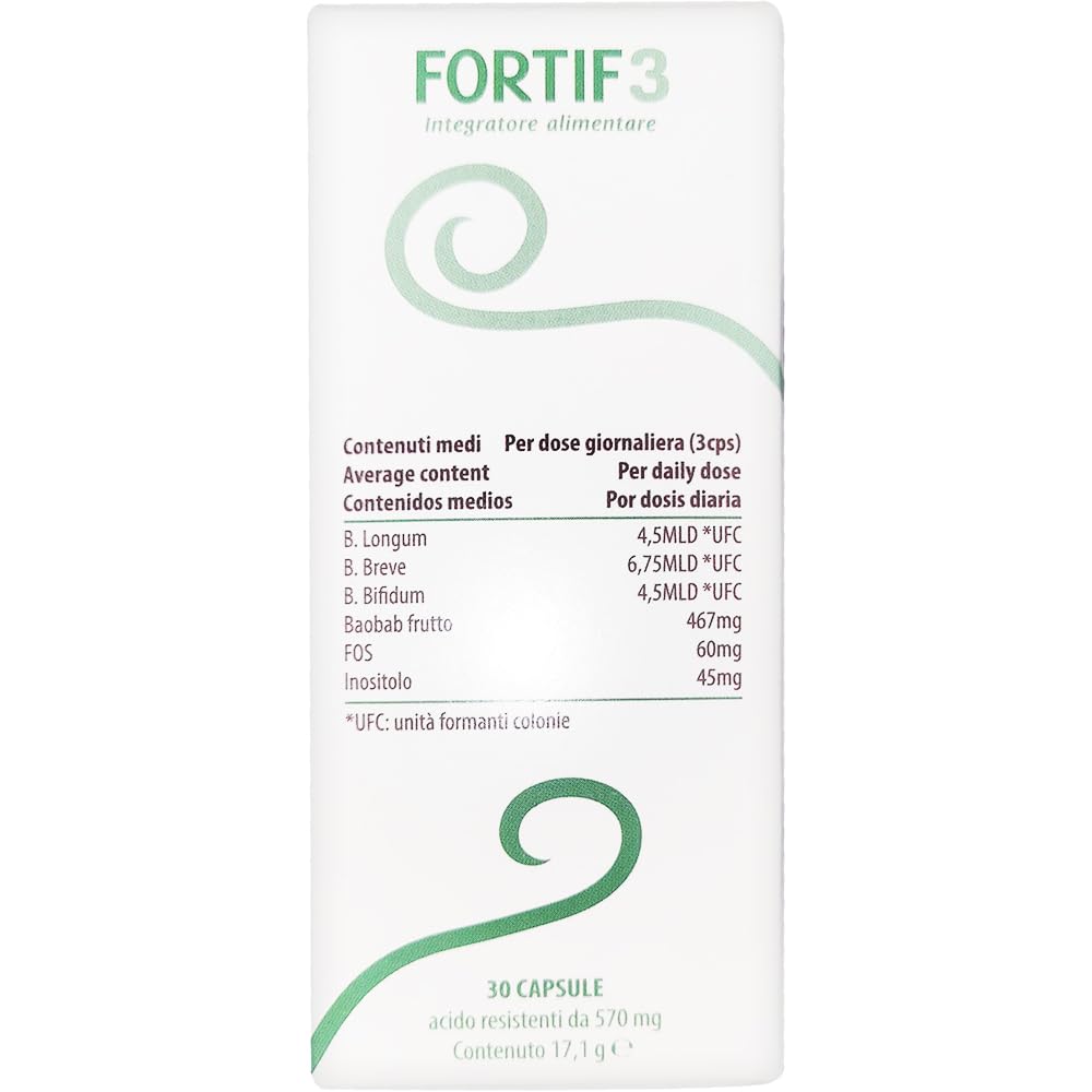 Fortif3 30 Capsule, 2 Confezioni - Integratore Alimentare a base di Fermenti Lattici con Estratto di Baobab, Favorisce L'Equilibrio Della Flora Batterica, Senza Glutine, Adatto Ai Vegani