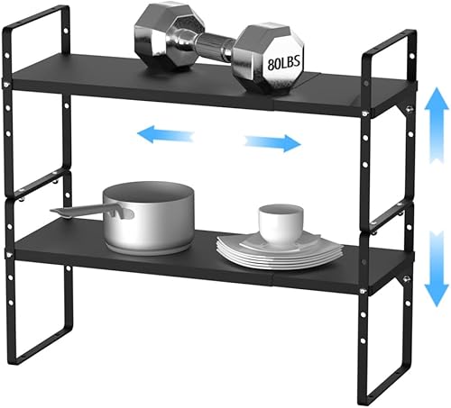 Benzoyl Organizador de estantes de gabinete expandible en estante de gabinete organizador de armario de cocina estante apilable para especias de