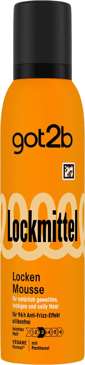 got2b Wabiący pianę (6 x 250 ml), mus do loków z utrwaleniem 3 naturalnie falowanych, kręconych i kręconych włosów, dla zdefiniowanych loków i sprężystości, działanie zapobiegające mechaceniu się do