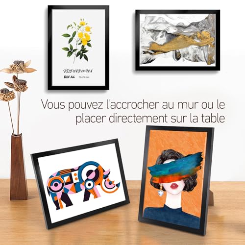 Lot de 2 Cadres Photo A4 Noirs - 21 x 29,7 cm - Plexiglas Incassable - Cadre a4 Moderne - Matériau PVC - Cadre Adapté pour Photos, Affiches, Dessins d'enfants, œuvres d'art, Expositions – Image 3