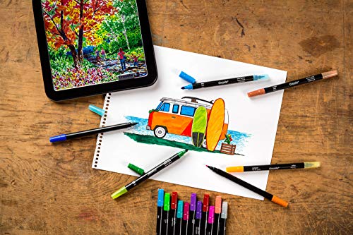 Image of Crayola Sketch & Detail Dual-Tip Markers (16ct), Adult Coloring Set, 32 Colors, Fine & Brush Tip Art Markers, For Calligraphy & Drawing