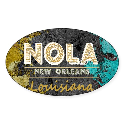 CafePress NOLA New Orleans Black Gold Turquoise Grunge Oval Car Bumper Sticker