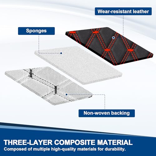 Image of 5 Yard Vinyl Quilted Foam Fabric,Thick Sponge Backing DIY Upholstery,63 inch Wide Faux Leather Material,Furniture Headboard Automotive Interior Fabric,Black Red