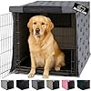 GORILLA GRIP Dog Crate Covers compatible with Amazon Basics Dog Crates, All Sides Open, Privacy Cover Fits 42″ Wire Kennel, Breathable Mesh Windows, Light Reducing Puppy Training Cage Topper, Gray Paw
