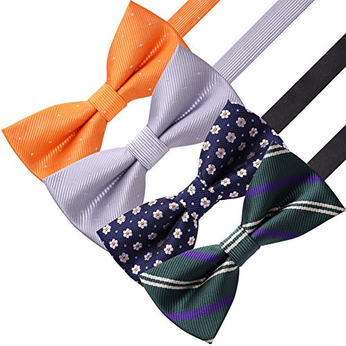 Image of AUSKY 8 PACKS Elegant Adjustable Pre-tied Bow Ties for Men Boys (1&4&5&6&8 Pack for option)