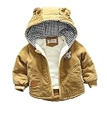 JIANGWEI ベビー服 女の子 赤ちゃん服 幼児 子供服 男の子 長袖0-1-3歳 裏起毛 フード付き 可愛い 秋冬 ライトカーキ90