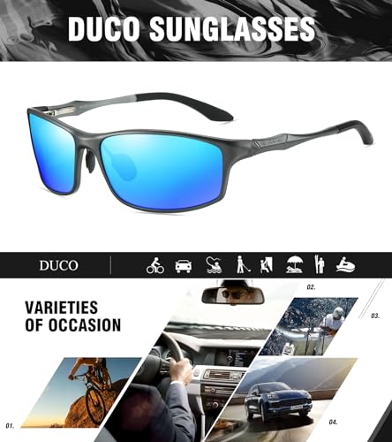 Image of DUCO Polarized Sunglasses for Men 100% UV400 Protection Metal Frame Driving Men's Sun Glasses