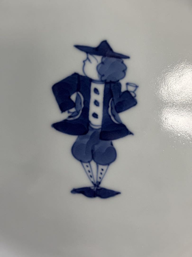 Arita Kiln Shin Kiln with Blue Flower Production Indigo Dyeing Immerse Tang Flower Bunra, 8 Inch Plate