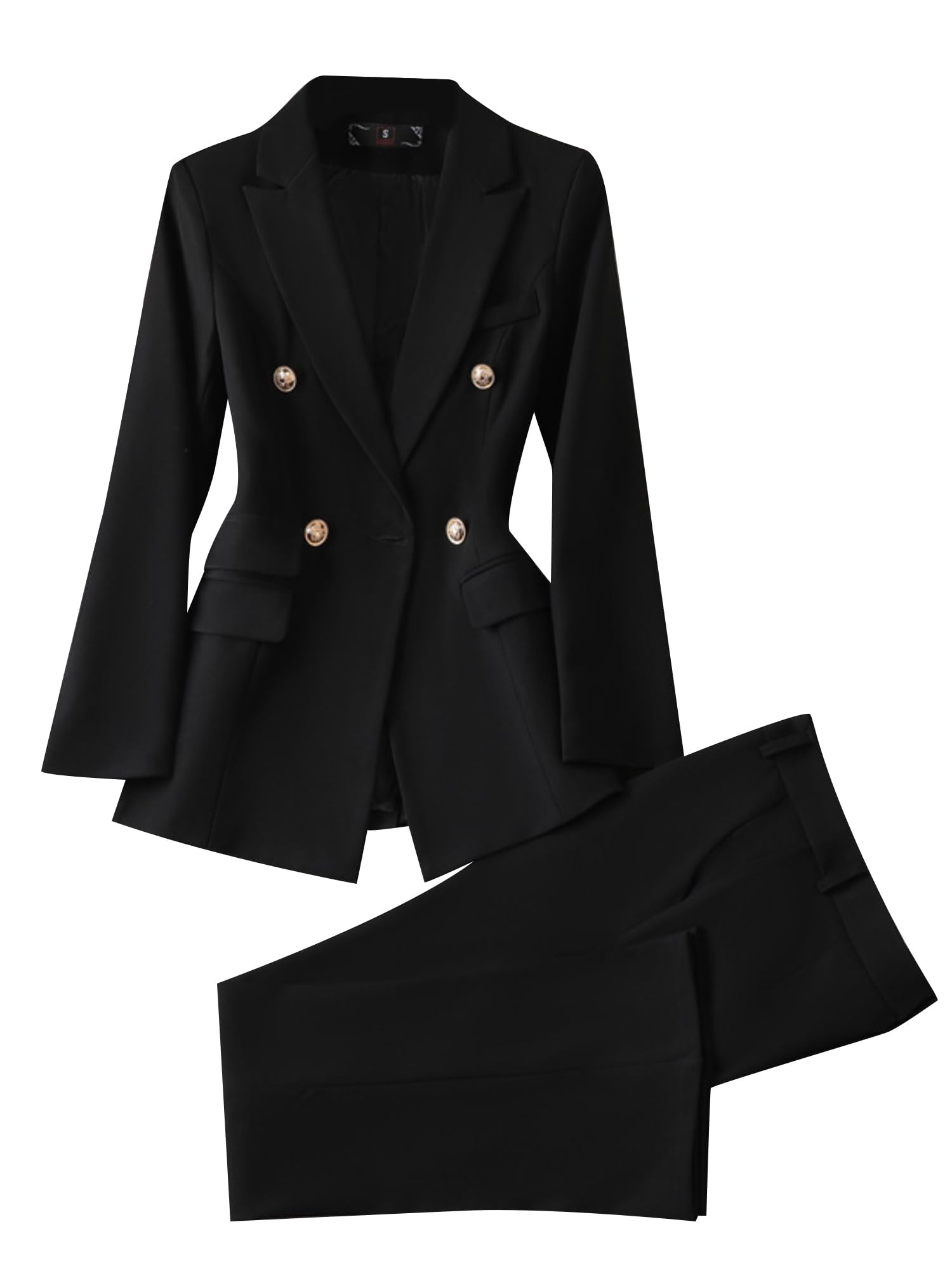 Womens Business Blazer Suit Long Sleeves Two Piece Work Pant Suit Office Lady Formal Suits Sets Outfits