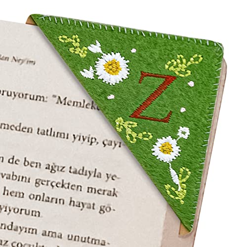 Zuihug Embroidered Corner Bookmark - DIY Custom Bookmarks with 26 Letters Felt Triangle Design - Embroidered and Handcrafted for Your Reading Pleasure (Summer, Z)
