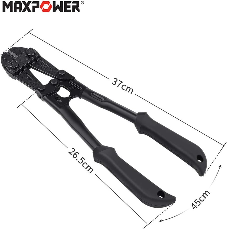 MAXPOWER 14-Inch Heavy Duty Bolt Cutter, Hardened Chrome Molybdenum Steel Blade, Ergonomic Rubber Handle