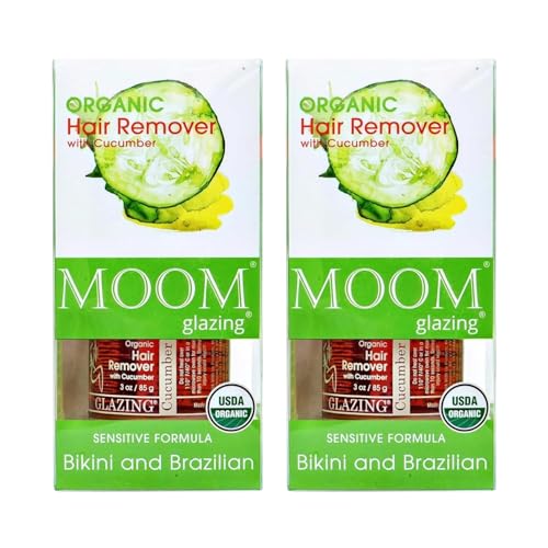 Image of MOOM USDA Organic Cucumber Sugar Wax for Bikini Line - 3 oz (Pack of 2) | Made with Cucumber & Green Tea, Wax for Body & Leg - 18 Reusable Wax Strips & 6 Applicator Sticks - Ideal for Sensitive Skin