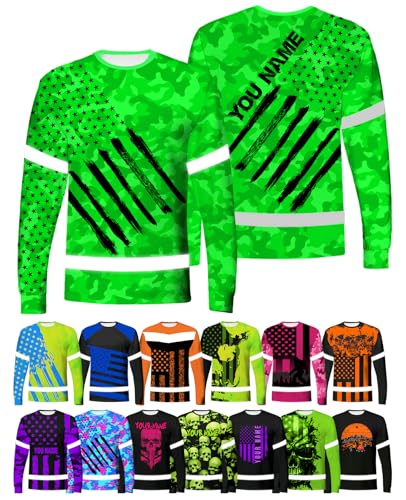 Custom Safety High Visibility Shirts for Men Class 2 Personalized Hi Vis Reflective Construction Long Sleeve Shirt