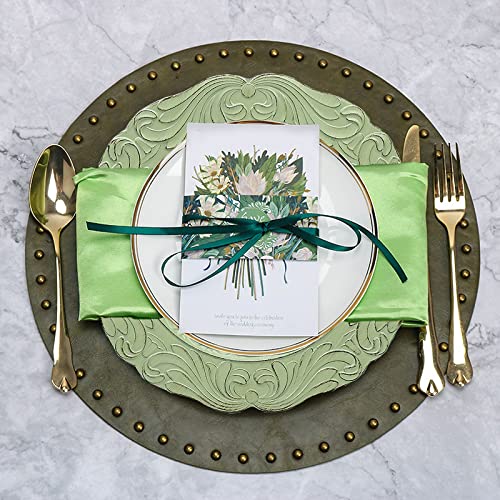 Leemxiiny Antique Green Charger Plates With Embossed Edge, Plastic Flora Decorative Chargers For Dinner Plates Set Of 6 Bulk Wedding For Table Setting, Party, Holiday #TOP1