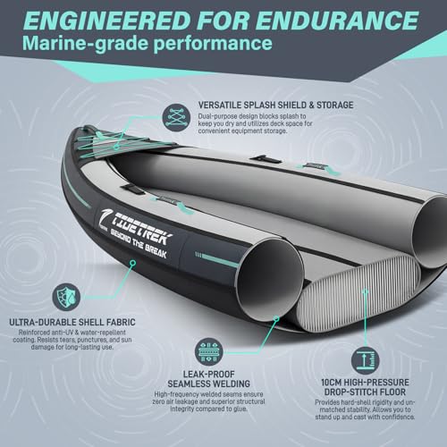 Inflatable Touring Kayak 1-Person & 2-Person with Waterproof Seat & Full Accessory Kit, Lightweight Recreational Kayak for Lake, River & Fishing - Image 4