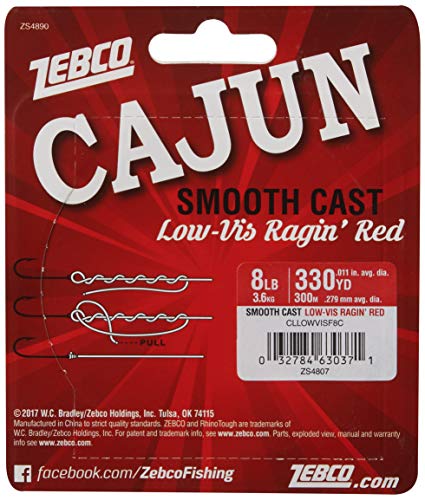 Zebco Cajun Smooth Cast Monofilament Fishing Line, Low-Vis Ragin’ Red Filler Spool, 330-Yards, 8-Pound, Virtually Invisible, Natural Presentation - image 3