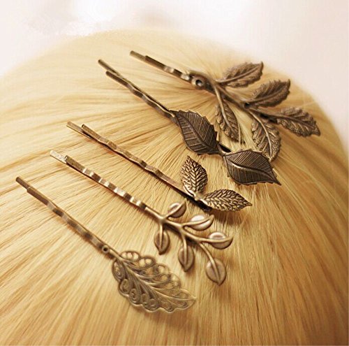 Yueton 10Pcs Vintage Bronze Mix Style Athena Olive Branch Leaf Hair Clip Leaves Barrettes Bobby Pin Bride Headwear Edge Clip Clamps #TOP4