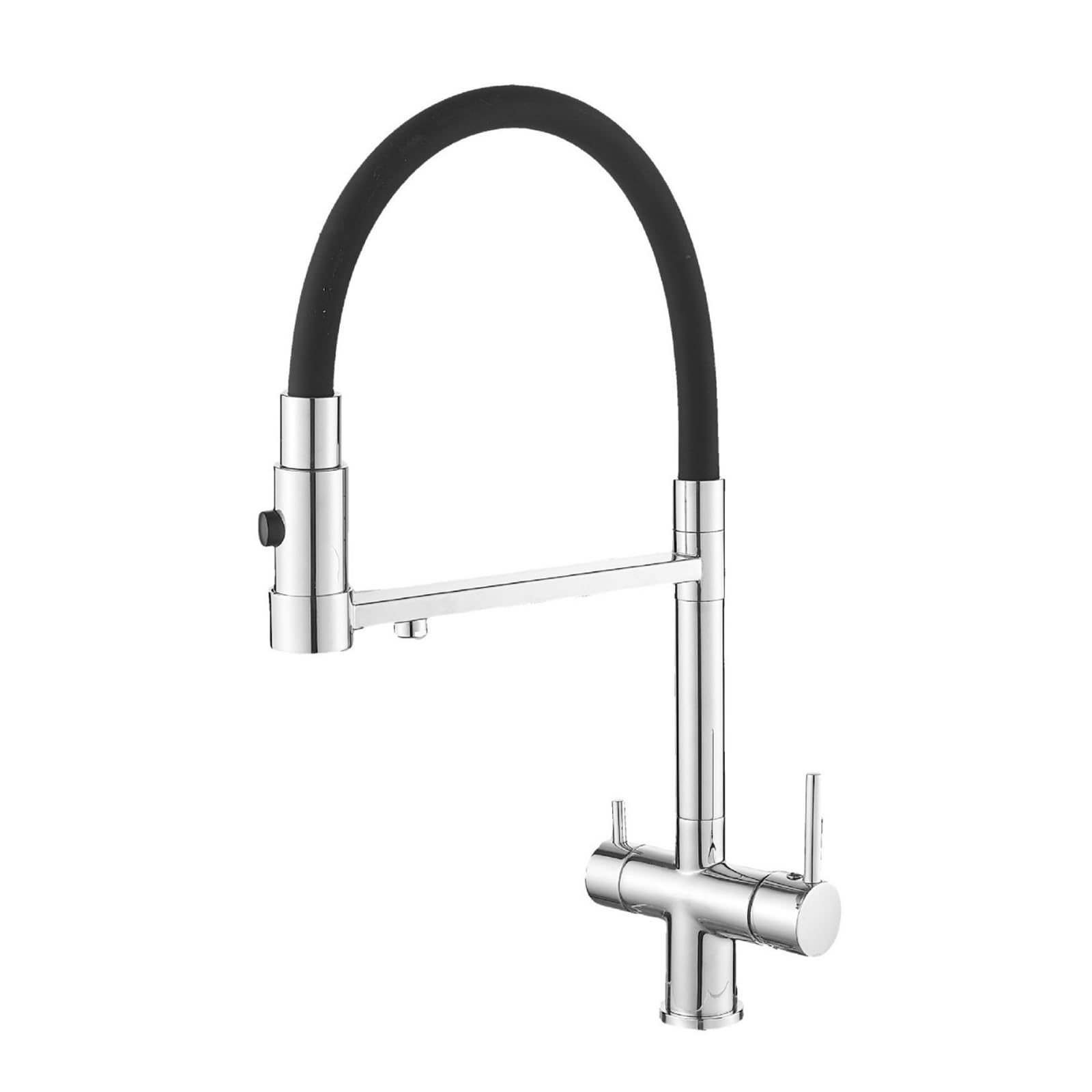 3 Way Kitchen Tap Pull Out Chrome Plated Taps Flexible Brass-Chrome