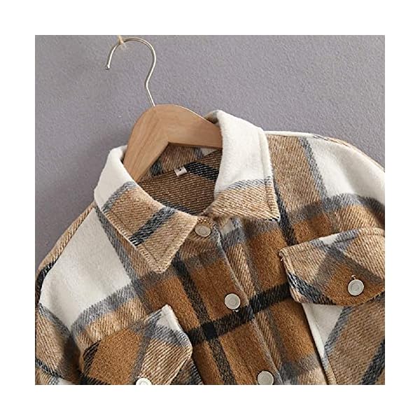 Womens-Casual-Flannel-Wool-Blend-Plaid-Lapel-Button-Down-Long-Sleeve-Shacket-Jacket-Coat-Winter-Loose-Oversize-Shirts BOUTIKOME Womens Plaid Shacket Button Down Long Sleeve Shirt Coat Fall Winter Flannel Jacket Loose Shirts(Khaki, Medium)