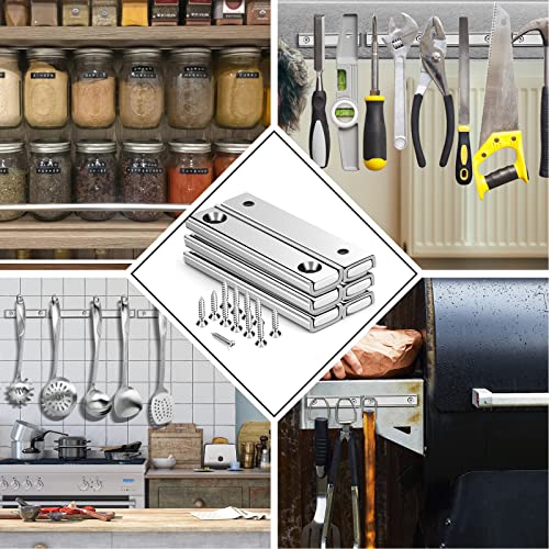 Image of TRYMAG Bar Magnets, 80Lbs 6 Pack Countersunk Hole Magnet with Screw | Silver,Heavy Duty Rare Earth ,Neodymium,Rectangular,for Mounting, Door, Garage, Workplace(60 x 13.5 x 5mm )