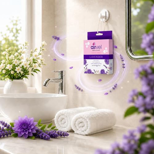 Image of Airvel Lusty Lavender Fragrance Block | Non-Toxic, Safe | Long-Lasting Freshness | Up to 45 Days Pack of 5 (75g Each)
