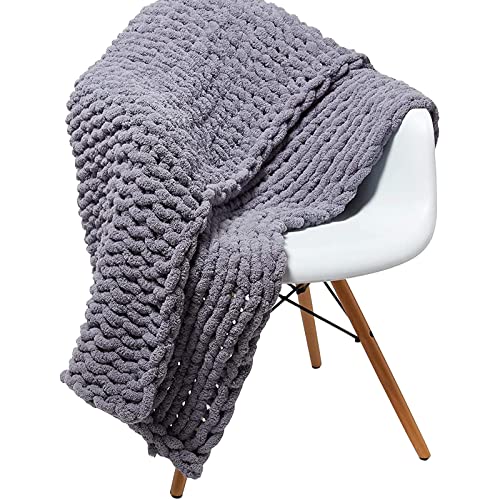 手作りのチャンキーニットブランケット シェニールニットブランケット チャンキーニットスローブランケット 超柔らかくて暖かい しっかりと織られた ベッドルームソファペットギフト用のモダンな寝具ベビーブランケット 家の装飾