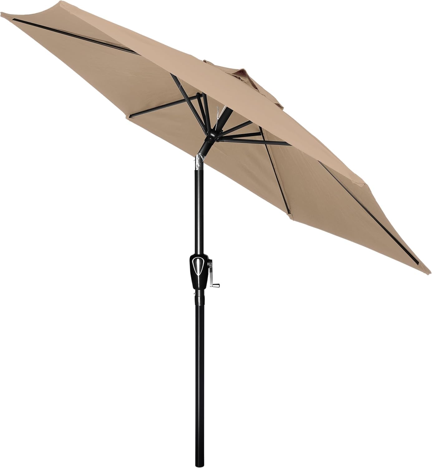 Simple Deluxe 7.5ft Patio Umbrella Outdoor Table Market Yard Umbrella with Push Button Tilt/Crank, 6 Sturdy Ribs for Garden, Deck, Backyard, Pool, Tan