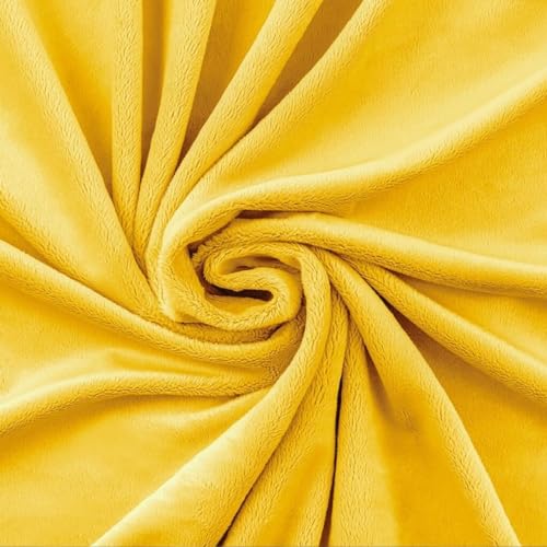 TexTrend Tela Minky por Metro - Felpa - 1 Metro 160 x 100 cm - Tela para Costura - Niños - Delicado - Liso Amarillo
