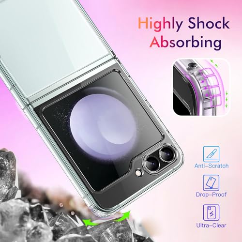 Image of SQUIF Case for Samsung Galaxy Z Flip 5 (2023), Transparent Back Cover with Drop & Camera Protection (Clear)