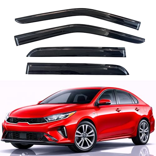 Image of KPY Rain Guards Fit for 2019-2024 Kia Forte, Out-Channel Window Visors Vent Wind Deflectors 4PC, Car Accessories for 19-24 Forte (Excludes Hatchback)