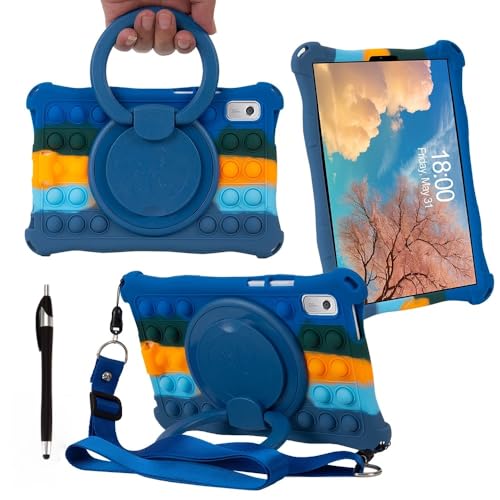 Misenya Case for Lenovo Tab M9 Tablet 9-inch 360 Rotating Colorful Silicone Case Kid-Friendly case for Lenovo Tab M9 (310FU) (Colorful Dark Blue 360 Rotating Type)
