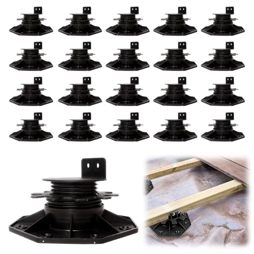 Soportes de Pedestal, 20 Piezas de Soportes de Pedestal de Altura Ajustable de 30 a 60 mm Pies Ajustables con Capacidad de Carga de 800 kg Placas de Rodamiento de Placas para Jardín Balcón