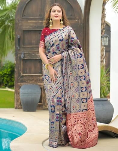 Image of Yashika Women's Banarasi Kanjivaram Silk Woven Saree | Animal Printed Patola Silk Saree for Women