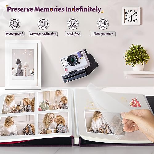 Image of Artfeel Photo Album Self Adhesive Scrapbook,Large Photo Book for 4x6,5x7,8x10 Pictures,DIY Album for Baby Wedding Family Travel Birthday,with Metallic Pen and Scraper
