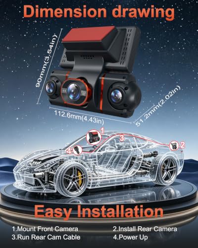 4K+1080P*3 FHD Dash Cam Front and Rear, 360° Car Camera, 5.8GHz WiFi 20MB/s - image 9
