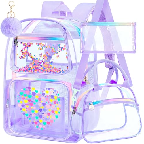 Image of AGSDON Clear Backpack, Heavy Duty Transparent Bookbag, See Through PVC Backpacks for Women Men