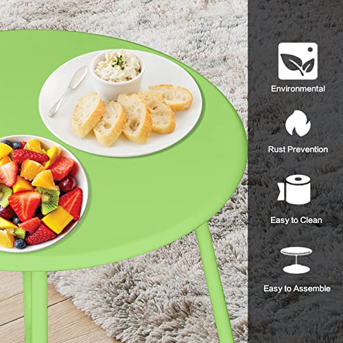 Ecomex Outdoor Side Table For Patio, Round Metal Patio Side Table Small Sofa End Table, Patio Waterproof Accent Coffee Table For Living Room Bedroom Garden Balcony Patio(Green) #TOP4