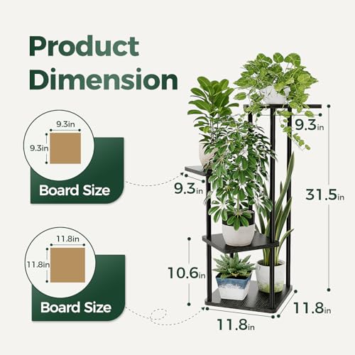 Image of Bamworld Small Plant Stand Indoor Corner Metal Plant Shelf