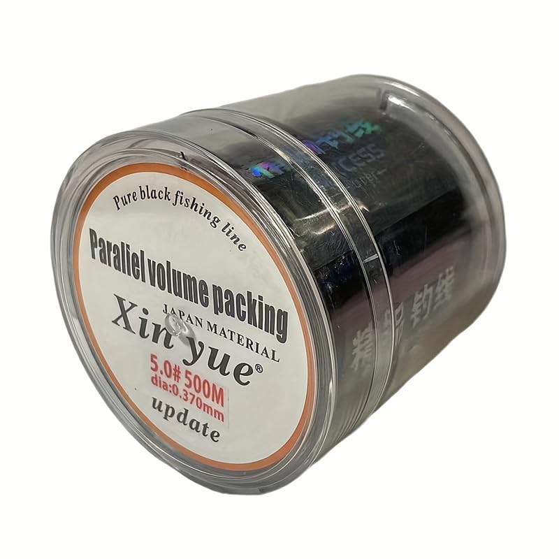 xin yue 5# All Black Core Fishing Line 546 Yards - Medium Stretch High Sensitivity Ultra High Strength Single Strand Nylon Line for Saltwater Freshwater Bait Fishing