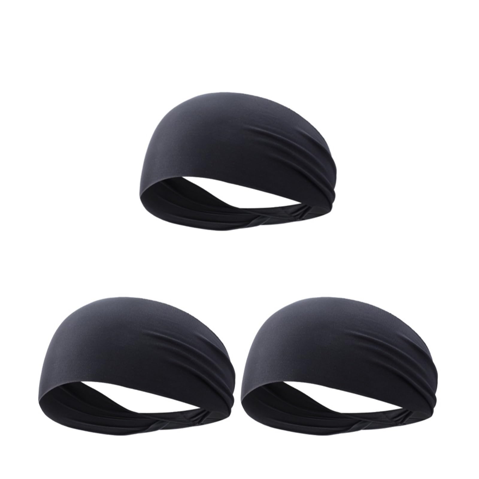 Elastyczna opaska sportowa do włosów, Sports Sweatband Headbands Pack Of 1-10 Black Grey Blue Dark(Black 3pcs)