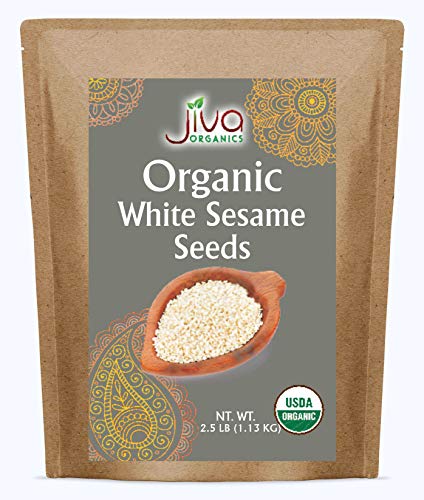 Jiva Organic White Sesame Seeds (Hulled) 2.5 Pound Bulk Bag