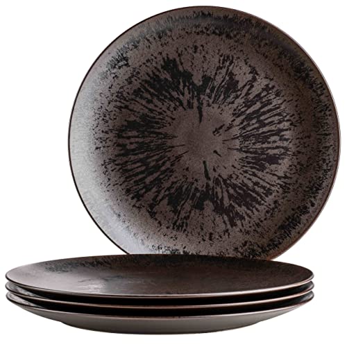 Set de 4 platos grandes redondos de cerámica bronze miniatura 1